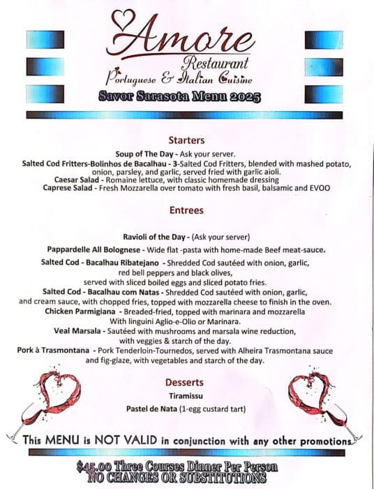 Savor Sarasota 2025 Menu